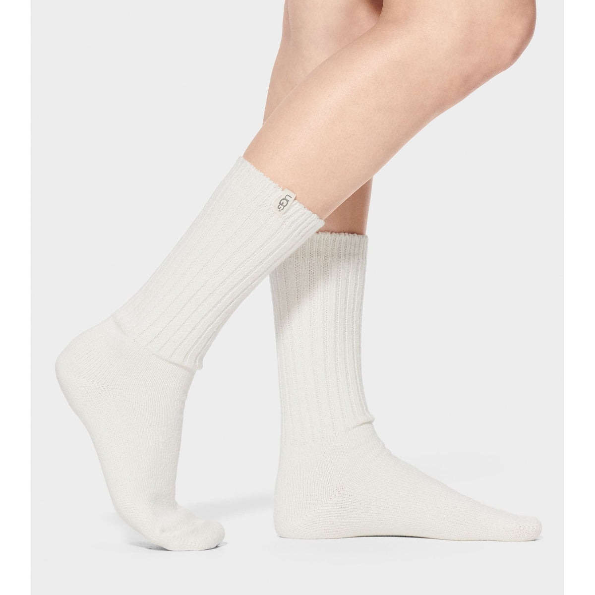 UGG Women's Rib Knit Slouchy Crew Sock in White