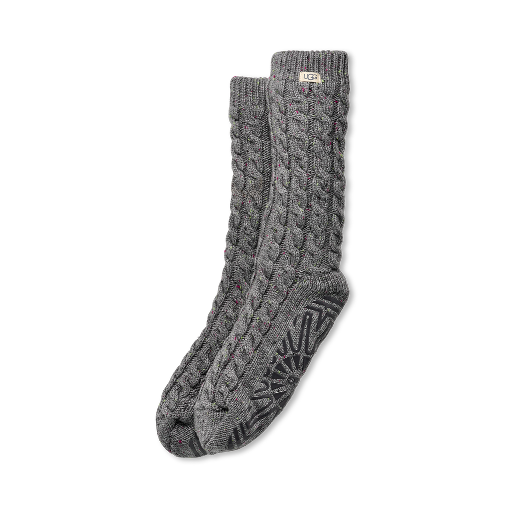 UGG Women's Elowyn Cable Knit Fleece Lined in Charcoal Heather Confetti