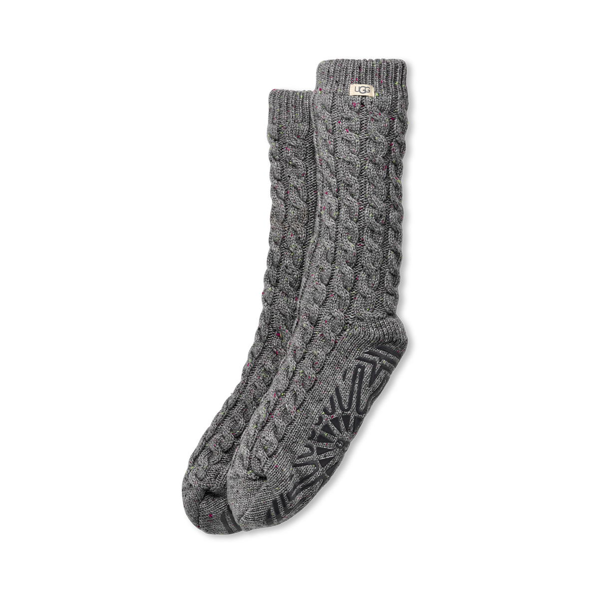 UGG Women's Elowyn Cable Knit Fleece Lined in Charcoal Heather Confetti