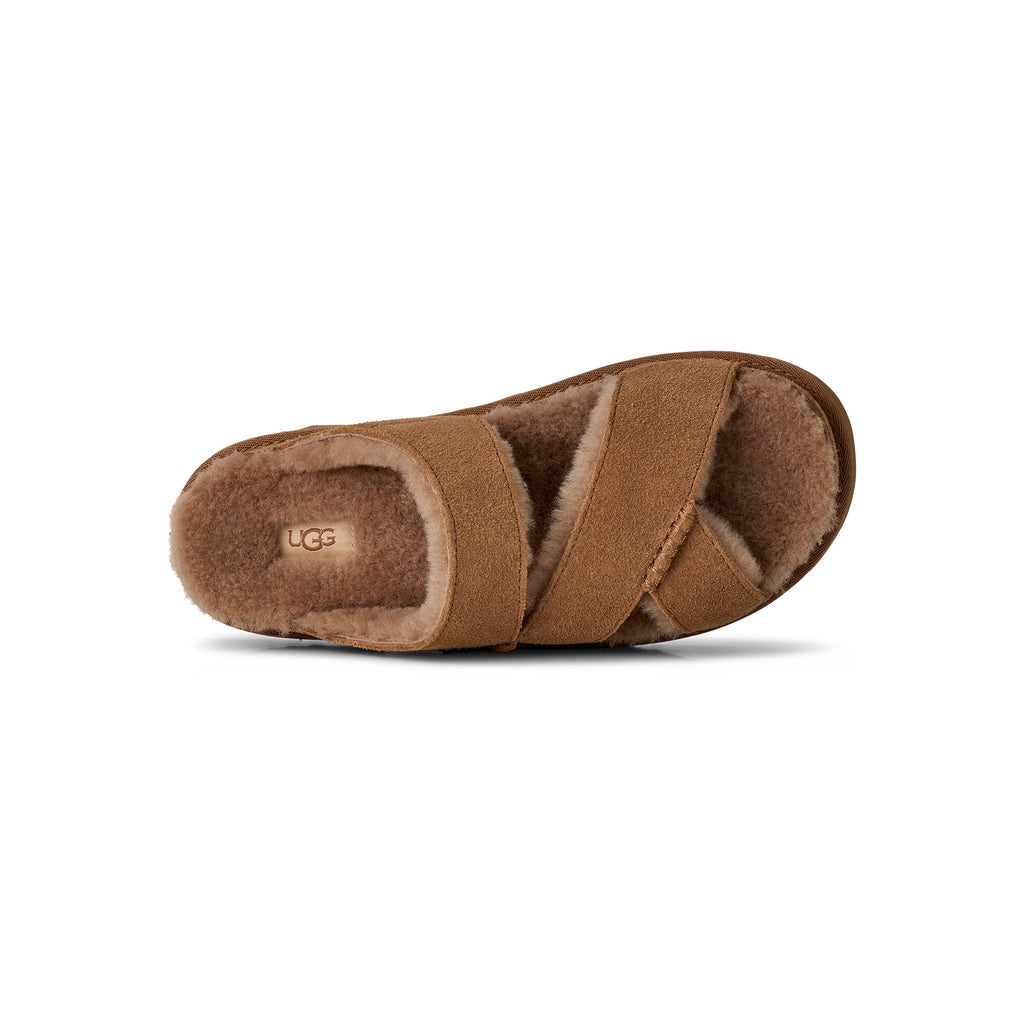 UGG Women's Greenport Cross Strap Slide in Chestnut