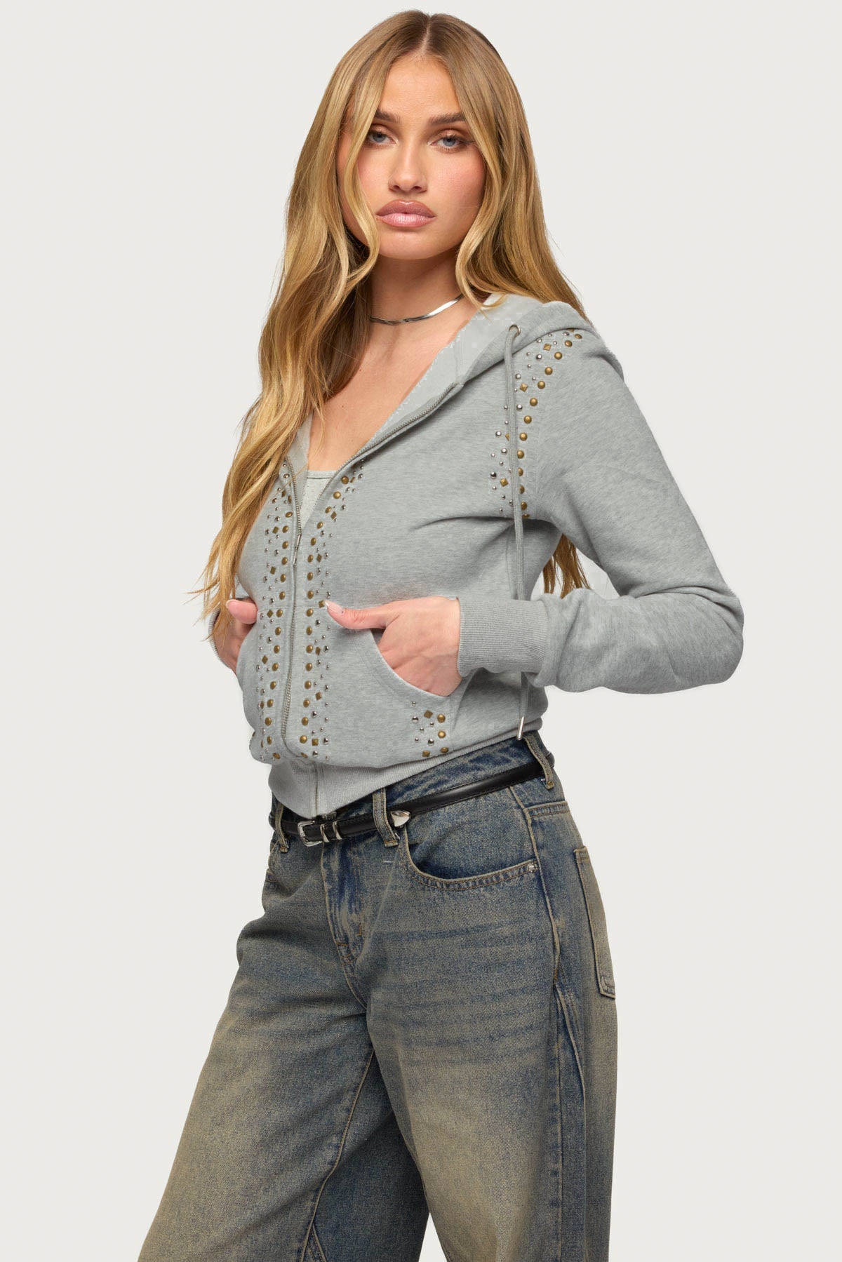 Patricia Studded Zip Up Hoodie