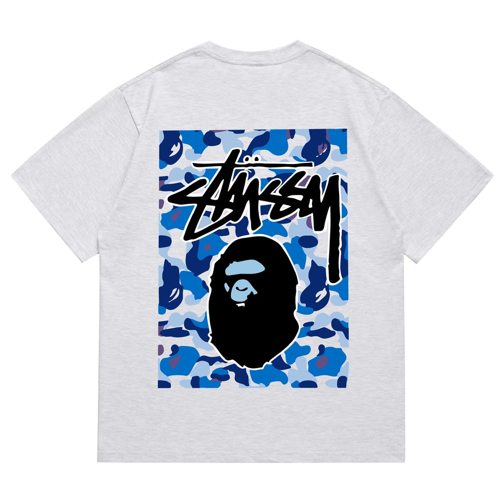 BAPE Blue Camo Black Ape Graphic T-Shirt