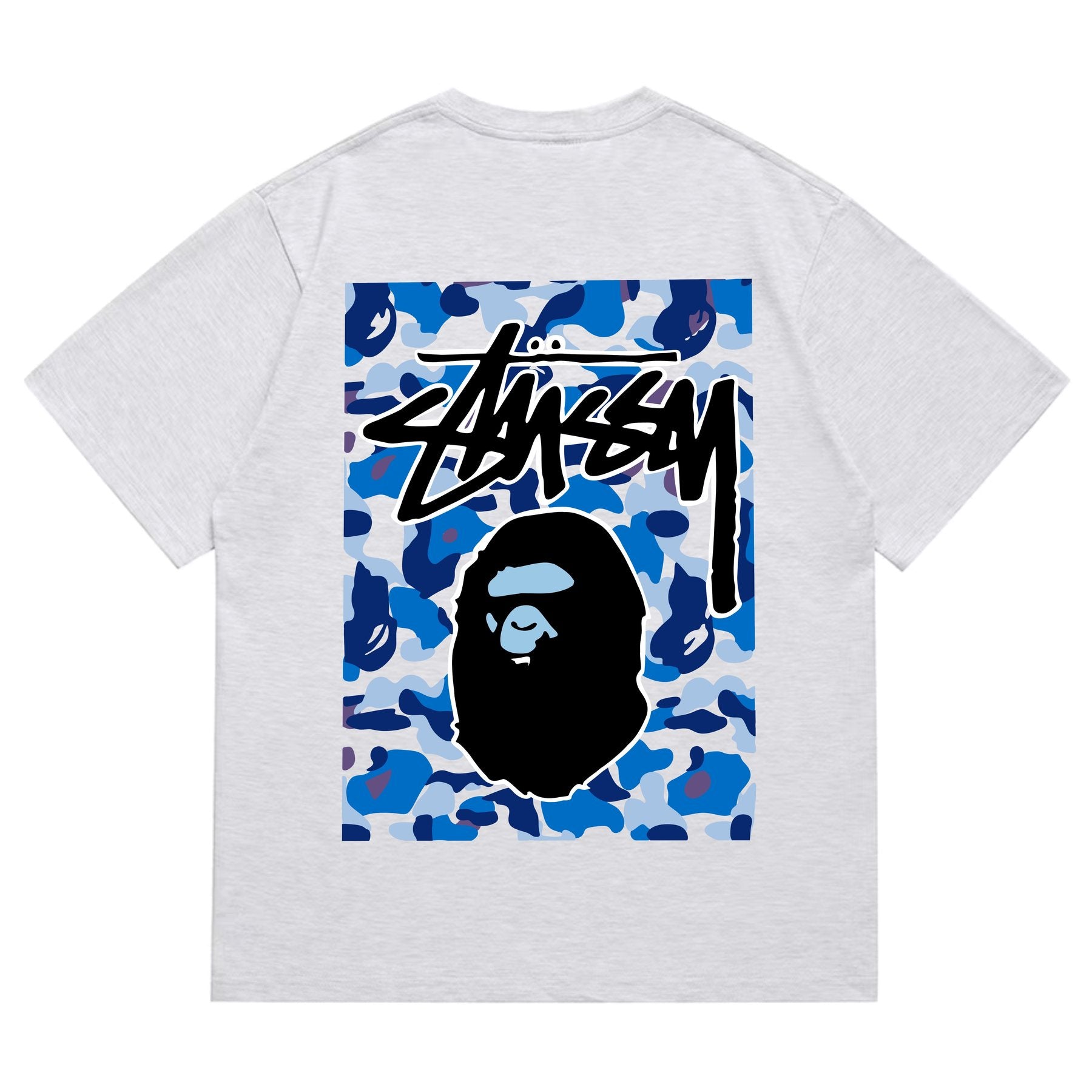 BAPE Blue Camo Black Ape Graphic T-Shirt