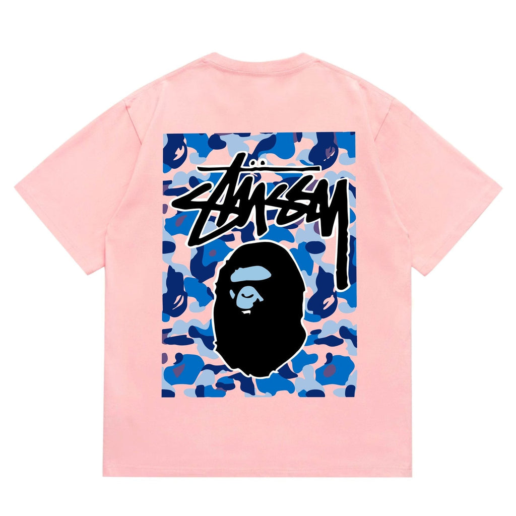 BAPE Blue Camo Black Ape Graphic T-Shirt