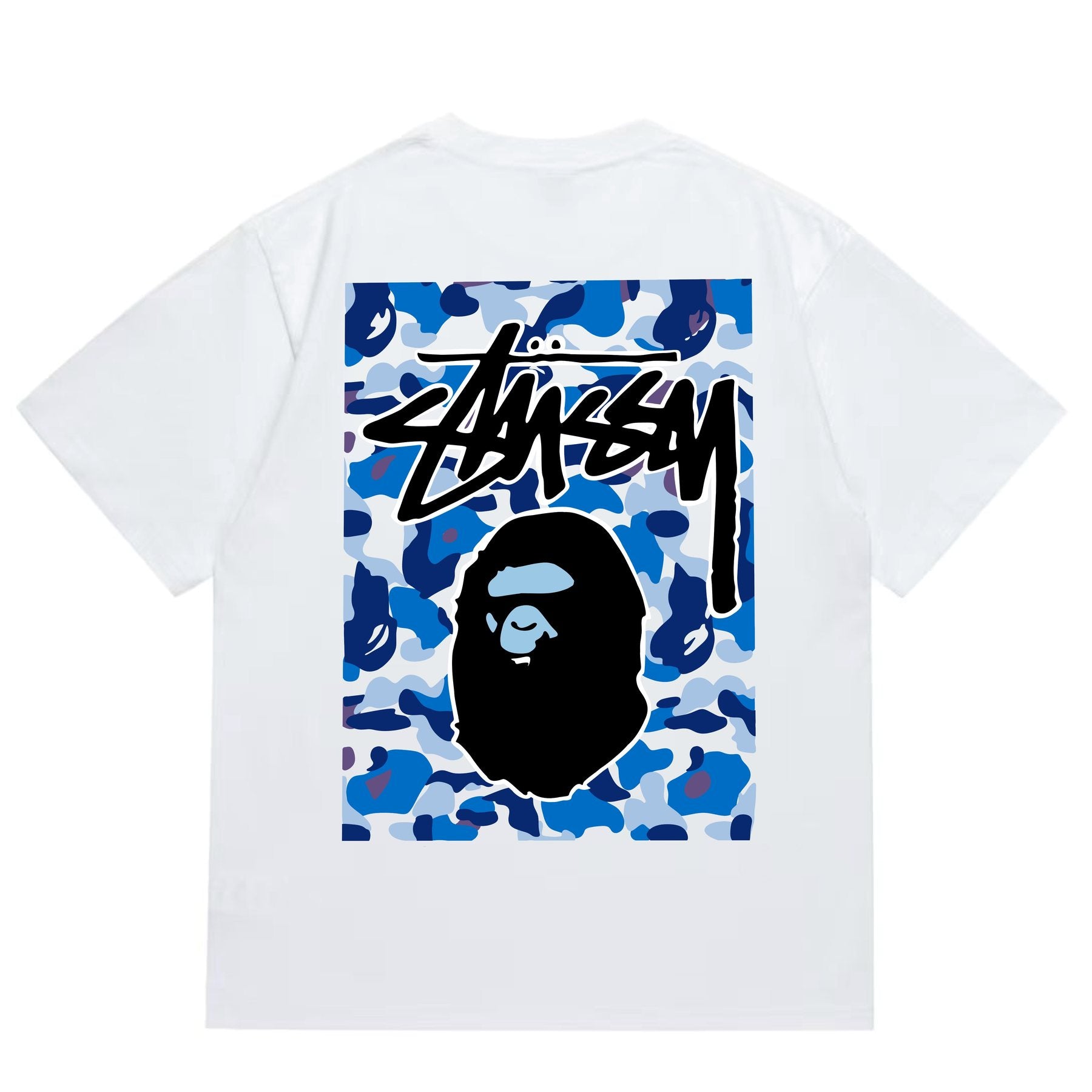 BAPE Blue Camo Black Ape Graphic T-Shirt