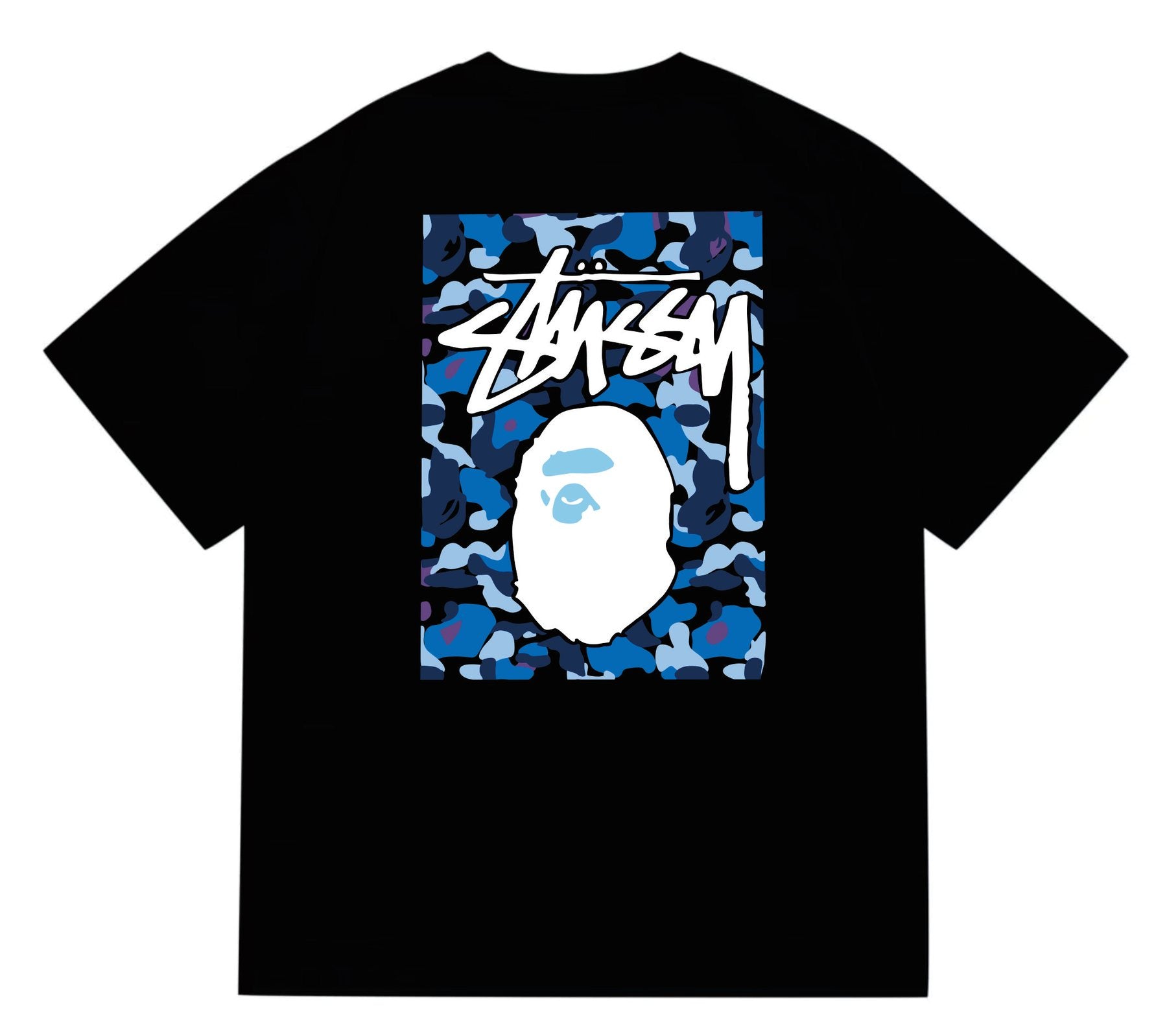 BAPE Blue Camo Ape Graphic T-Shirt