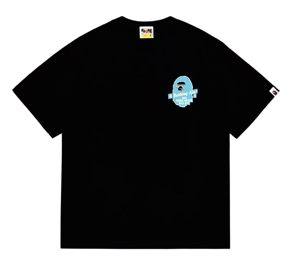 BAPE Blue Accent Camo Ape Circle Graphic T-Shirt