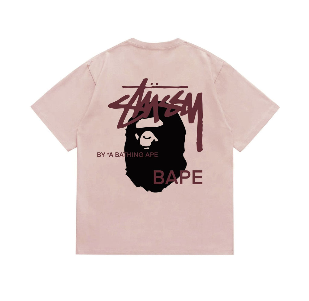BAPE Burgundy Ape Wordmark Graphic T-Shirt
