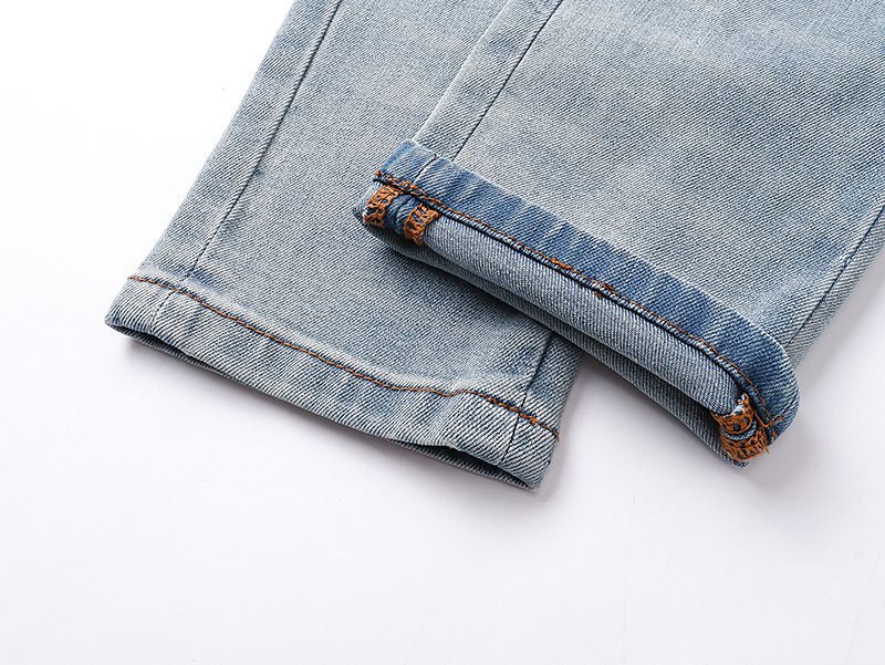 AMIRI Light Blue Patch Detail Slim Tapered Jeans