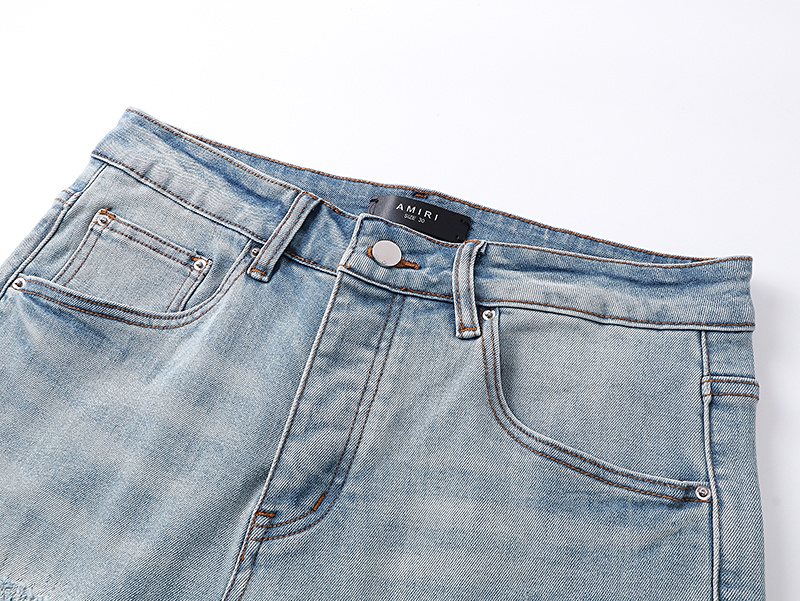 AMIRI Light Blue Patch Detail Slim Tapered Jeans
