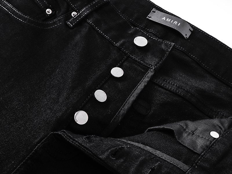 AMIRI Black Rhinestone Script Denim Shorts
