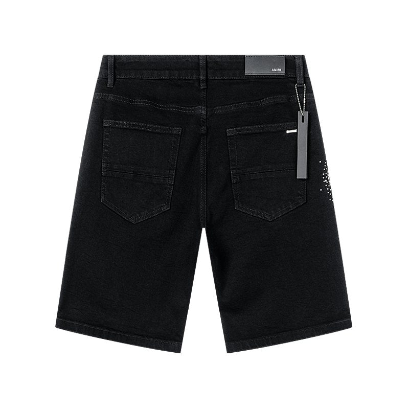 AMIRI Black Rhinestone Script Denim Shorts