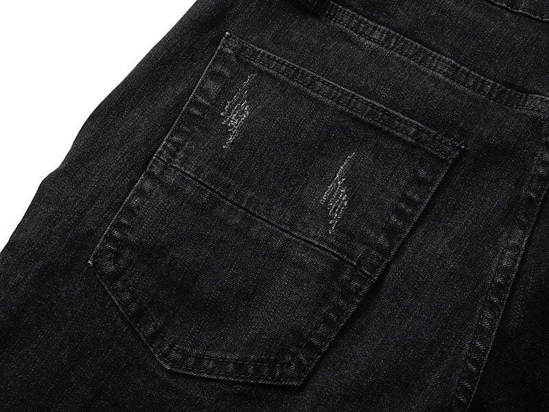 AMIRI Black Distressed Ribbed Knee Jeans