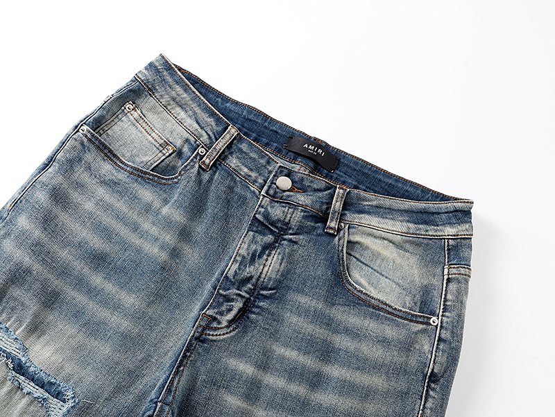 AMIRI Light Blue Distressed Letter Graphic Jeans