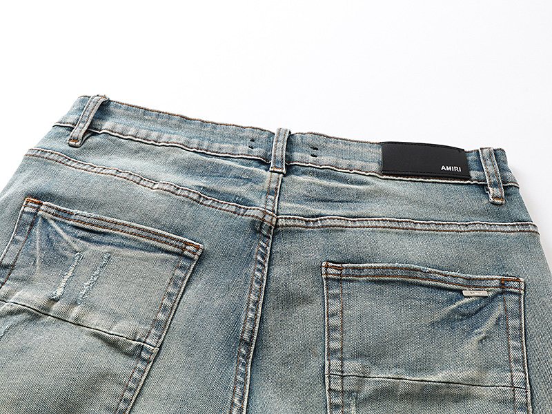 AMIRI Light Blue Distressed Denim Shorts