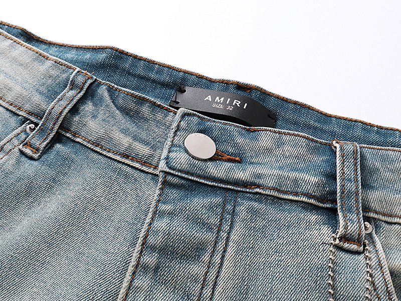 AMIRI Light Blue Monogram Denim Shorts