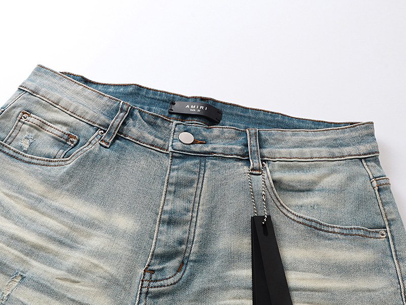 AMIRI Light Blue Monogram Denim Shorts