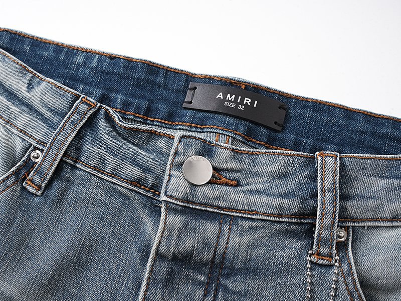 AMIRI Logo Graphic Light Blue Denim Shorts