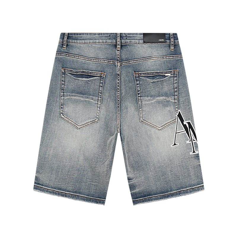 AMIRI Logo Graphic Light Blue Denim Shorts