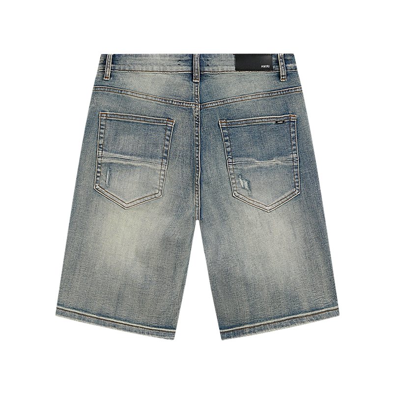 AMIRI Light Blue Distressed Denim Shorts