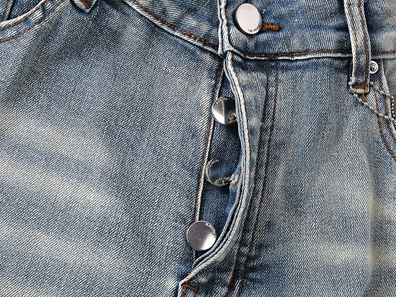 AMIRI Light Blue Distressed Denim Shorts