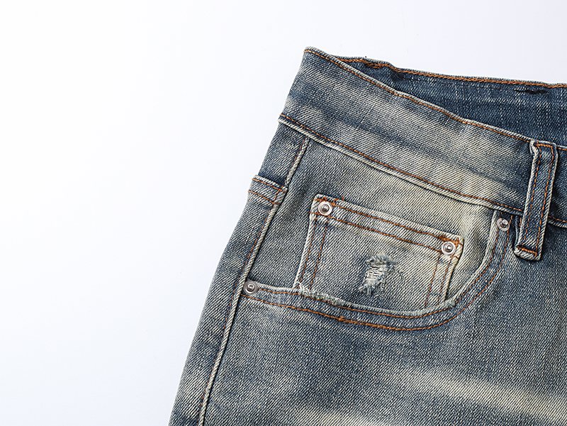 AMIRI Light Blue Letter Patch Denim Shorts