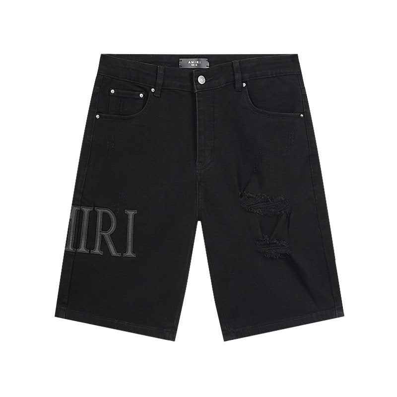AMIRI Distressed Black Denim Shorts