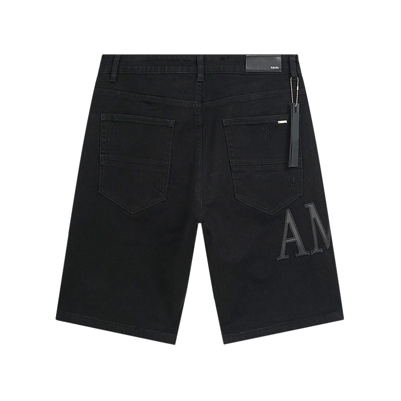 AMIRI Distressed Black Denim Shorts