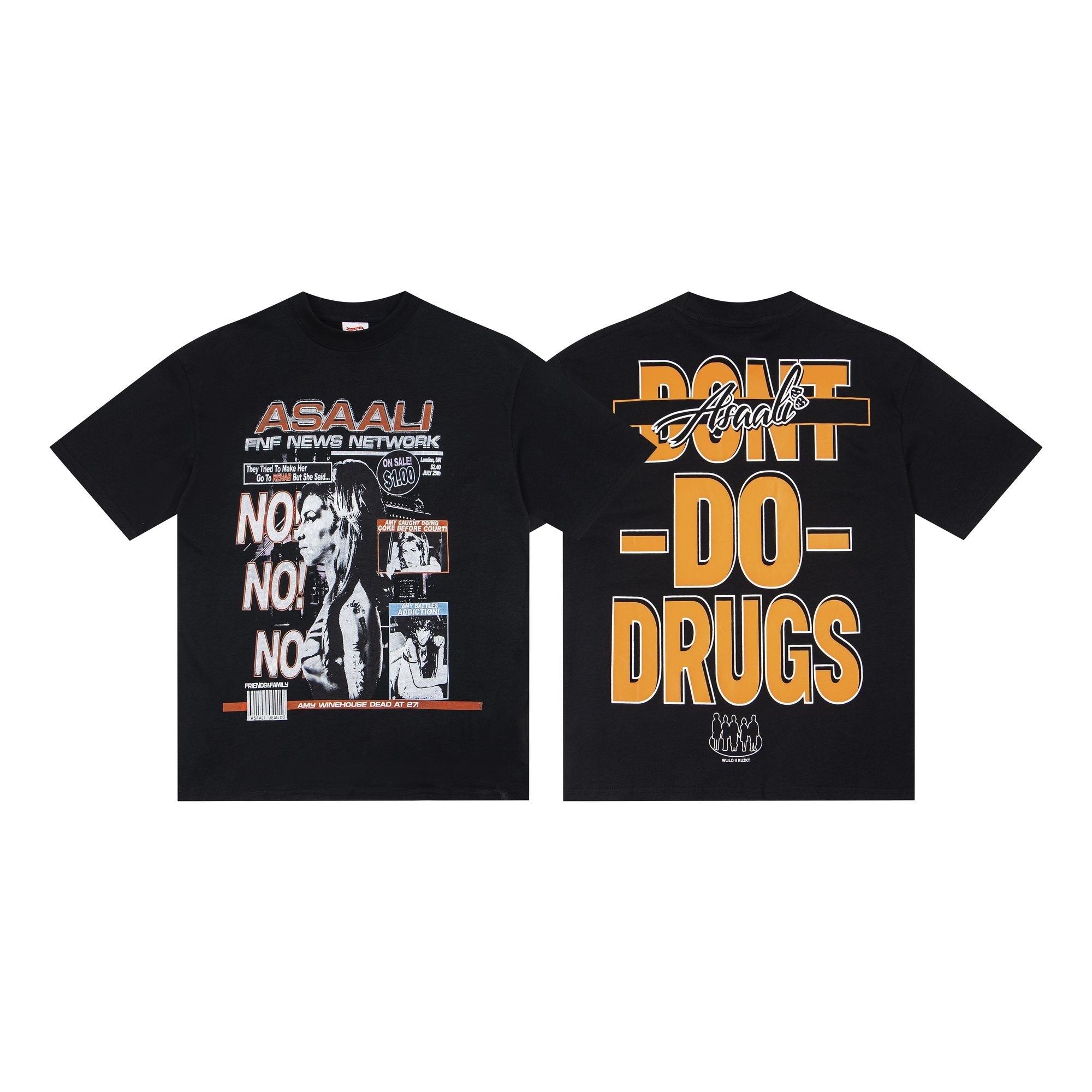 ASAALL Black Front & Back Graphic T-Shirt
