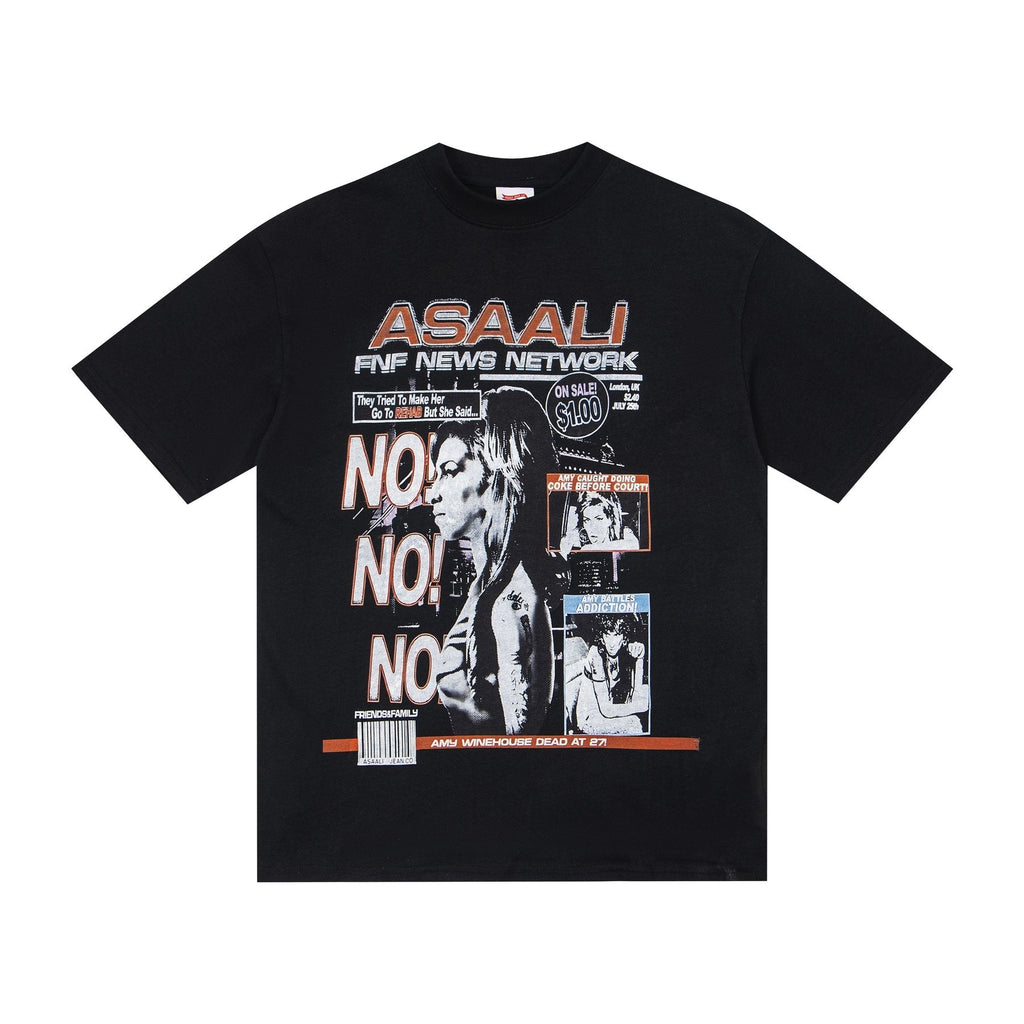 ASAALL Black Front & Back Graphic T-Shirt