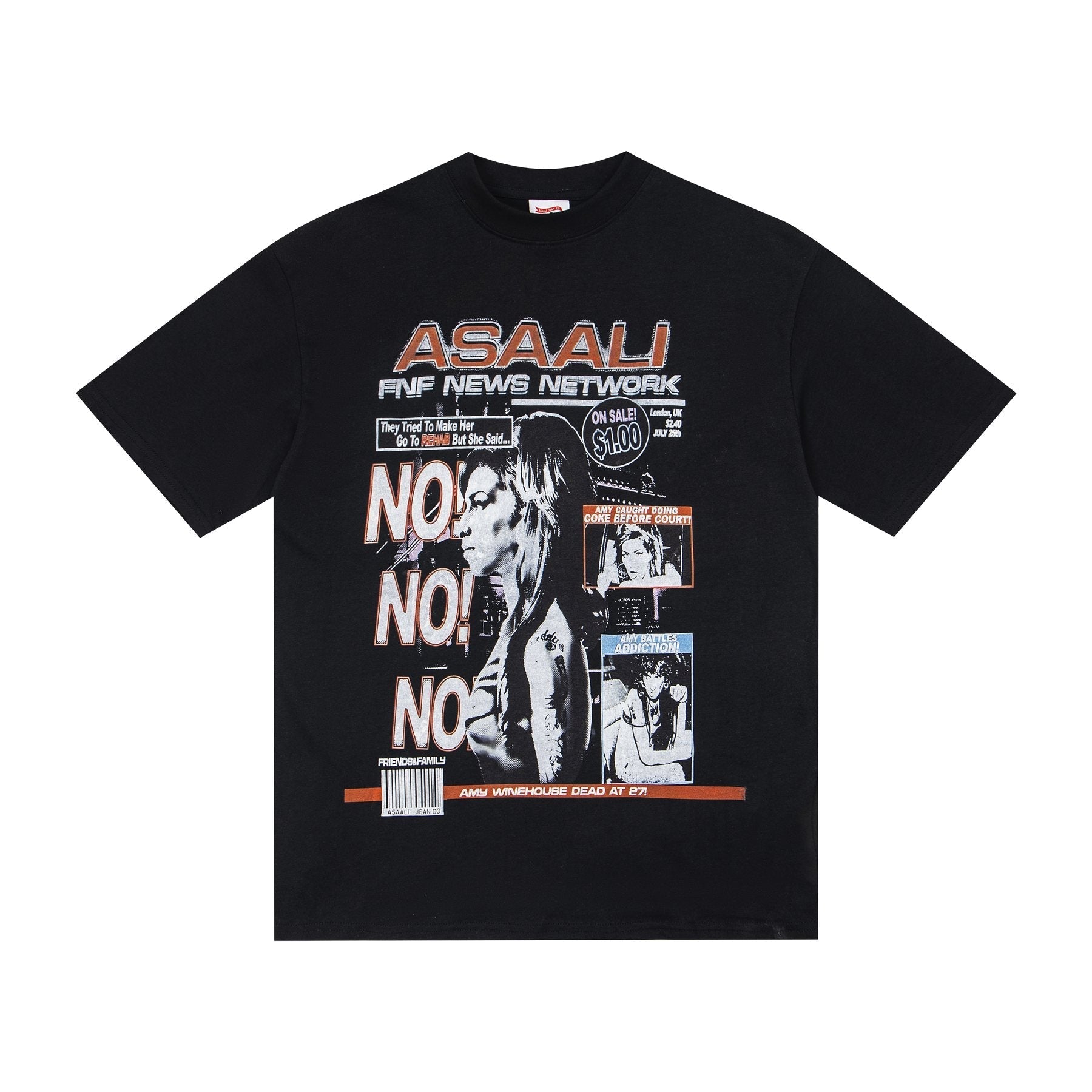 ASAALL Black Front & Back Graphic T-Shirt