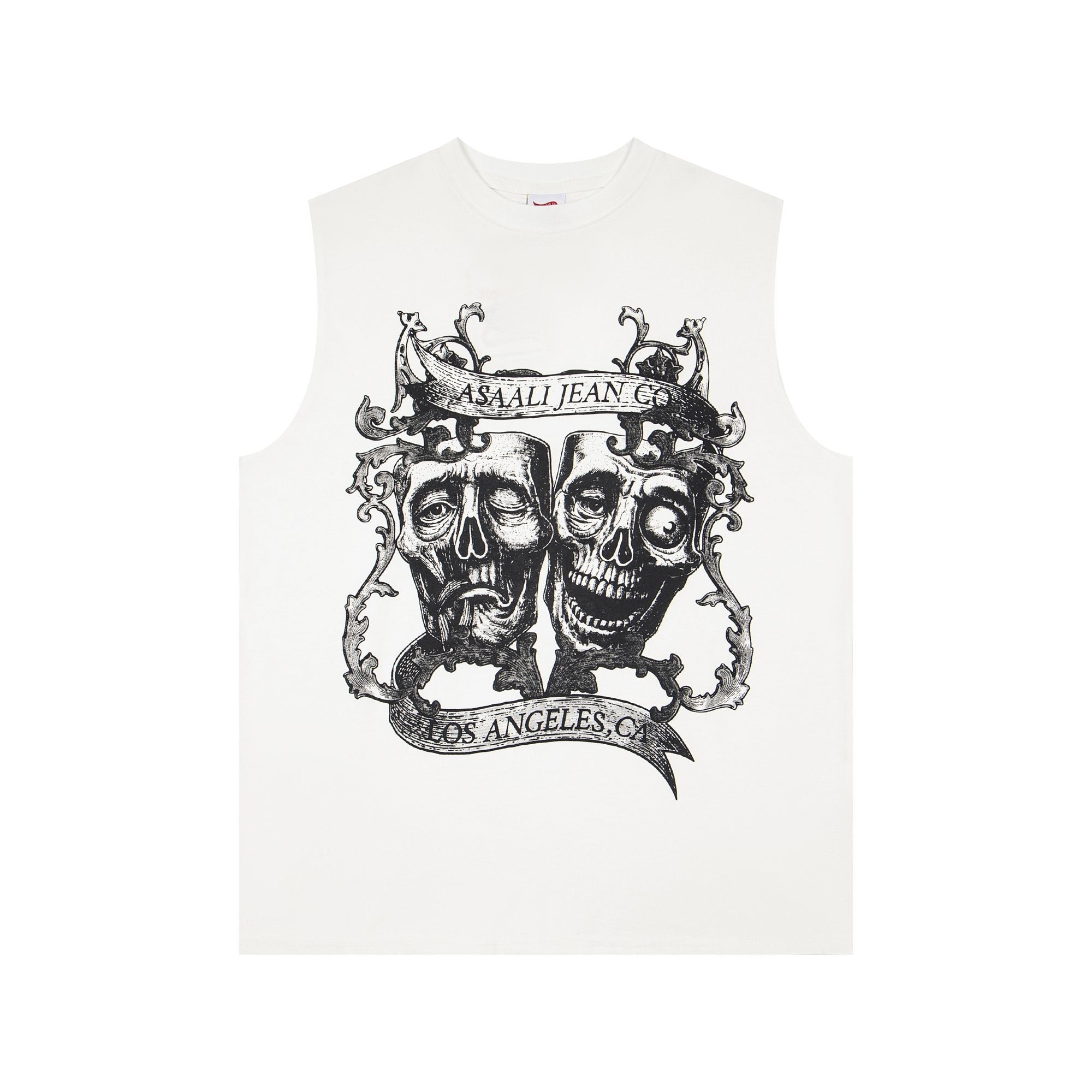 ASAALL White Graphic Sleeveless T-Shirt