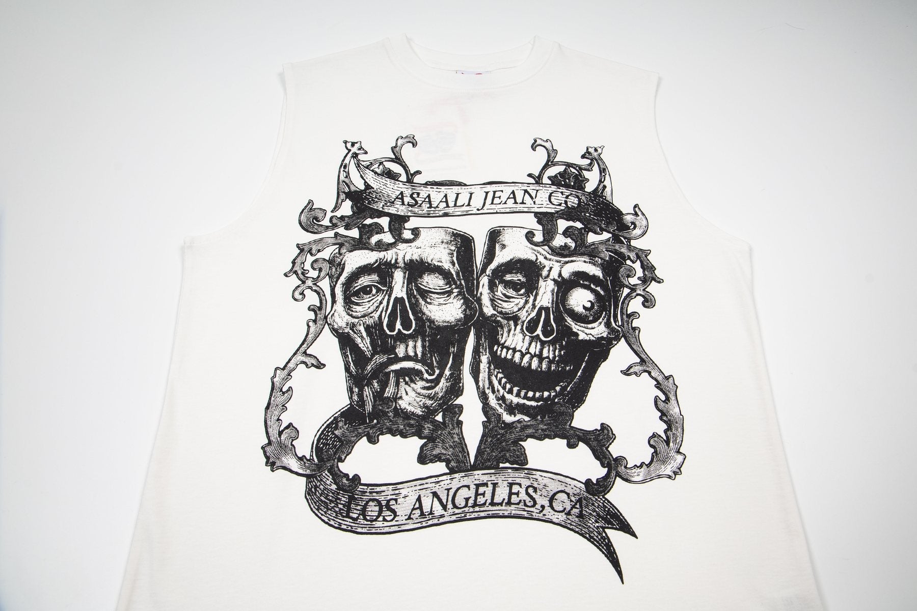 ASAALL White Graphic Sleeveless T-Shirt