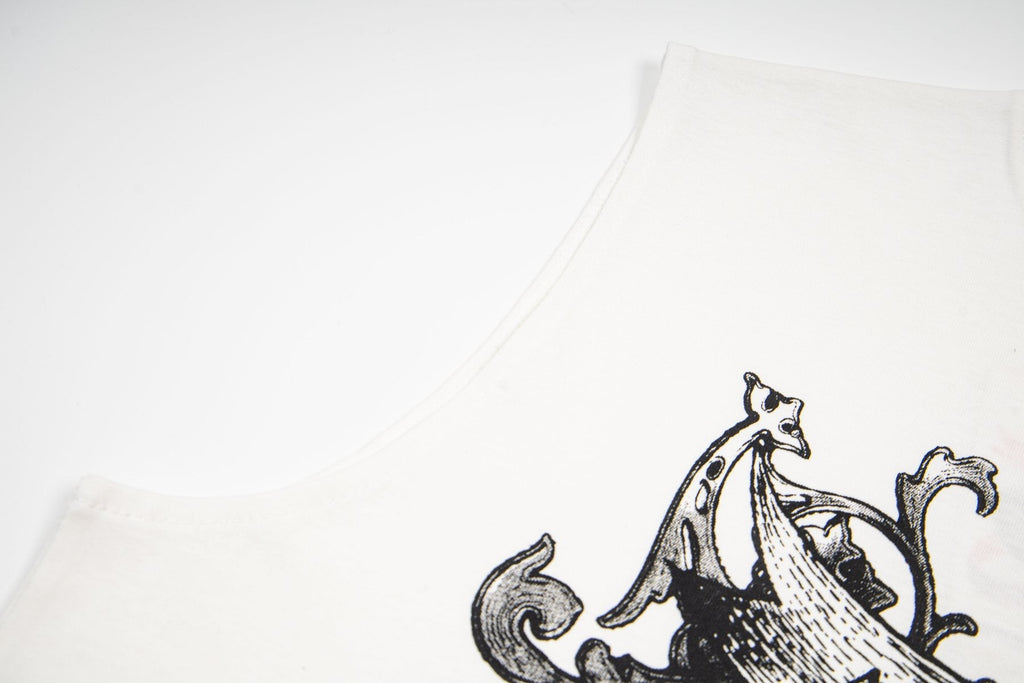 ASAALL White Graphic Sleeveless T-Shirt