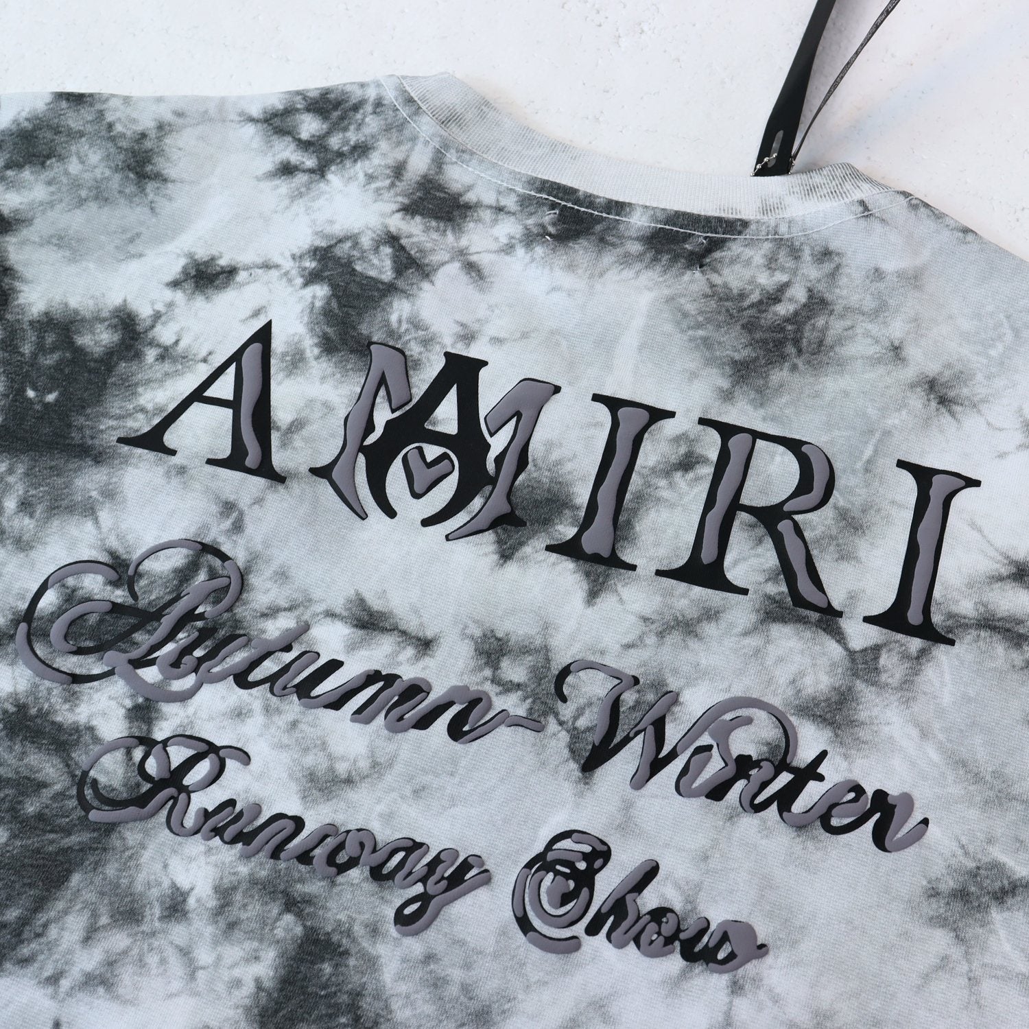 AMIRI Gray Tie-Dye Graphic T-Shirt