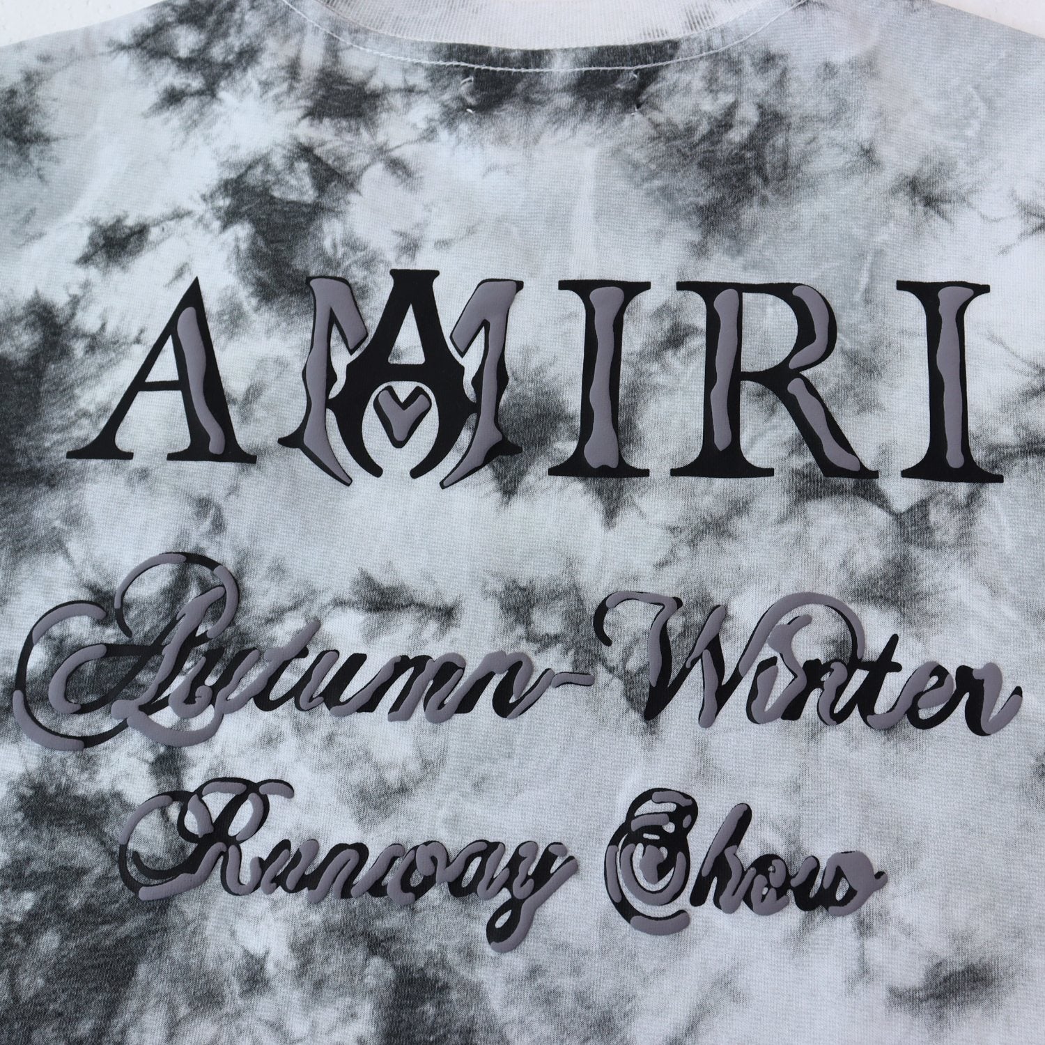 AMIRI Gray Tie-Dye Graphic T-Shirt