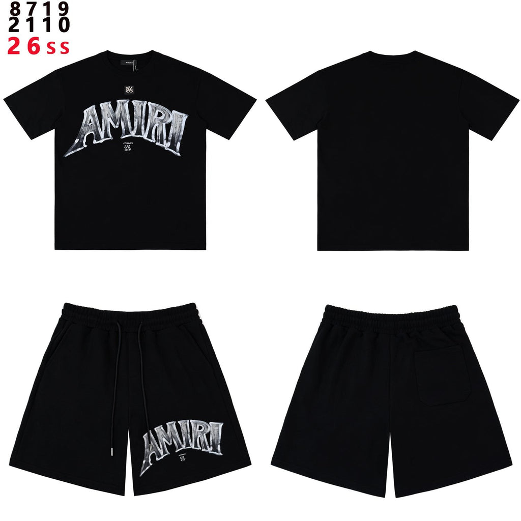 AMIRI Metallic Letter Graphic T-Shirt & Shorts Set