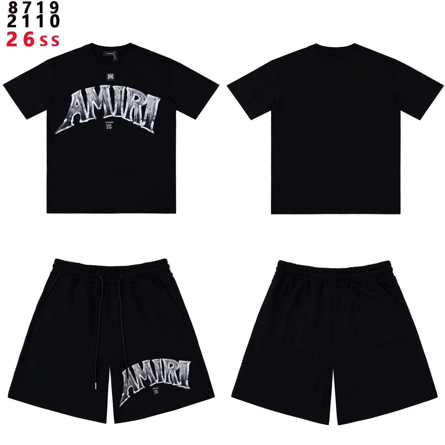 AMIRI Metallic Letter Graphic T-Shirt & Shorts Set