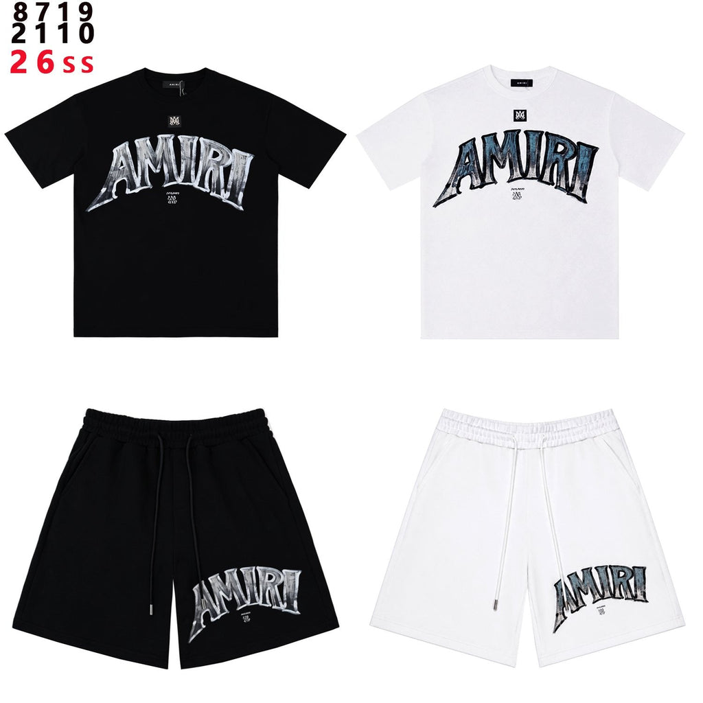 AMIRI Metallic Letter Graphic T-Shirt & Shorts Set