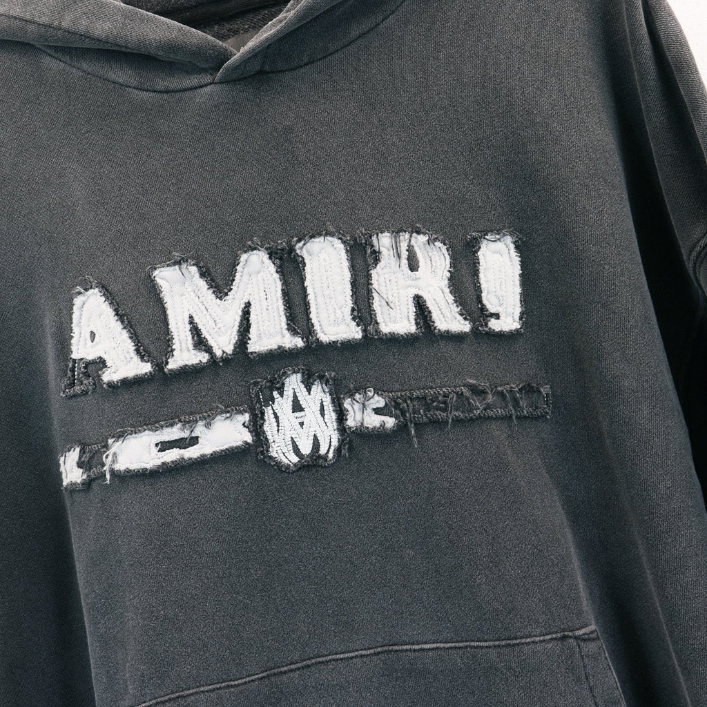 AMIRI Washed Dark Gray Graphic Hoodie