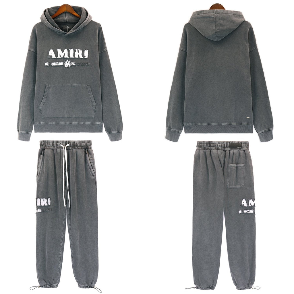 AMIRI Washed Dark Gray Graphic Hoodie