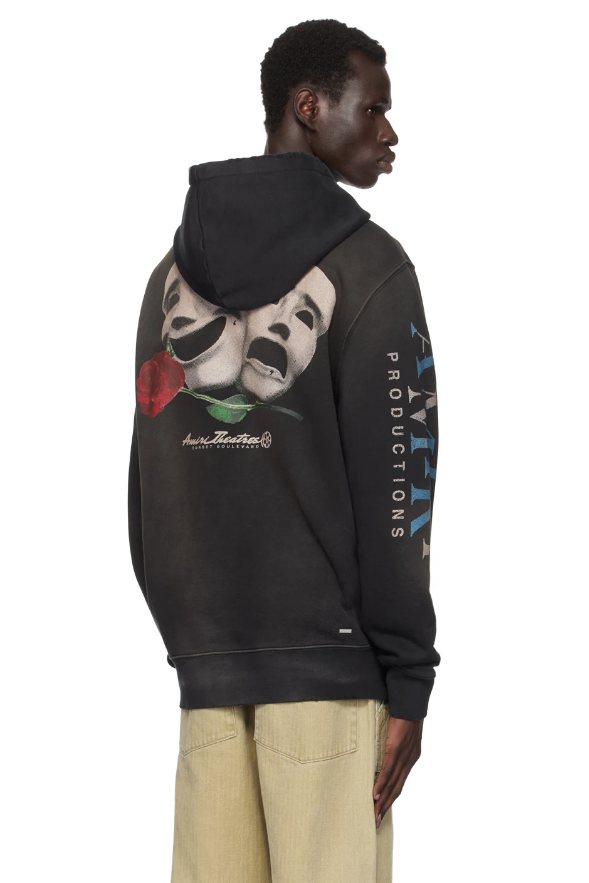 AMIRI Theatre Masks Rose Graphic Hoodie
