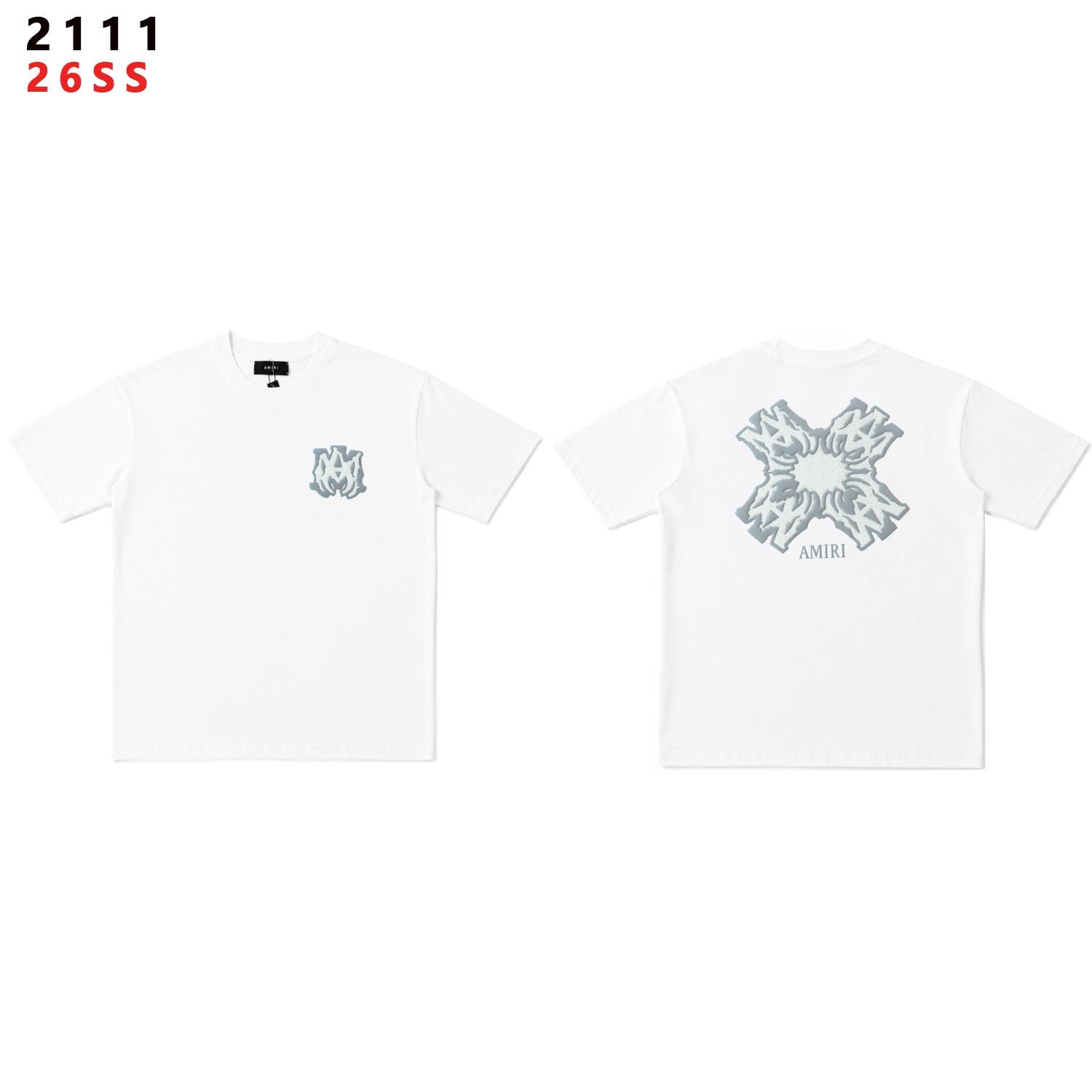 AMIRI Ice Blue Flame Graphic Short-Sleeve Set