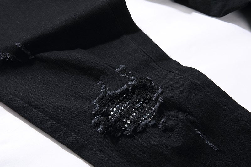 AMIRI Black Distressed Moto Panel Jeans