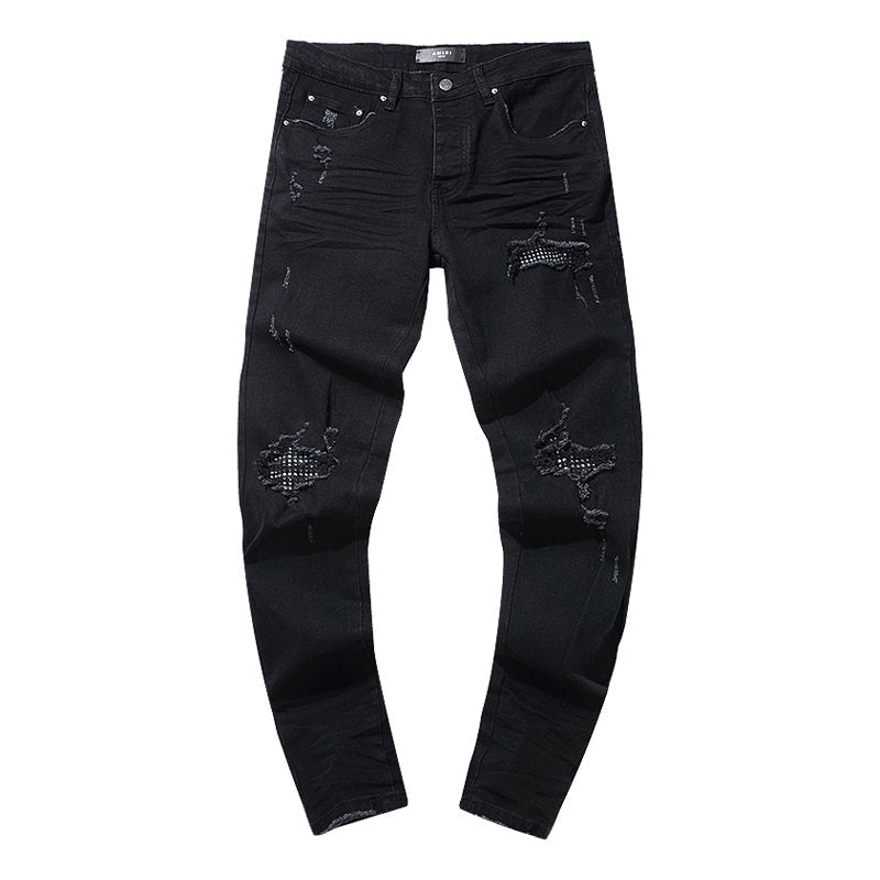 AMIRI Black Distressed Moto Panel Jeans