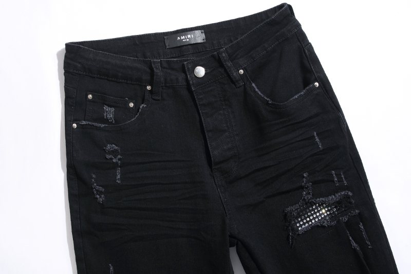 AMIRI Black Distressed Moto Panel Jeans