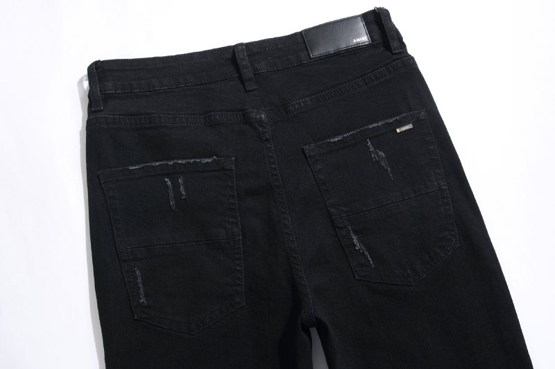 AMIRI Black Distressed Moto Panel Jeans