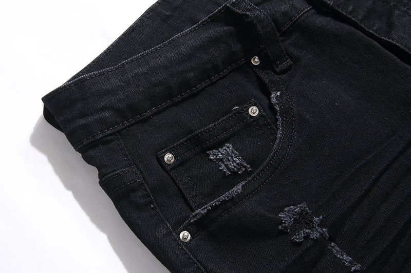 AMIRI Black Distressed Moto Panel Jeans