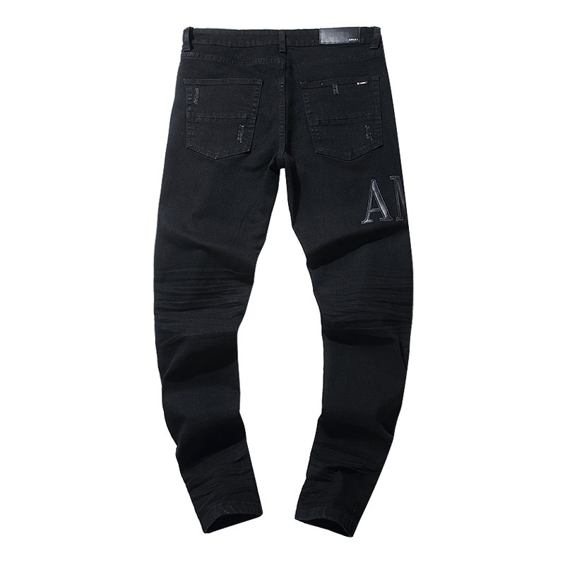 AMIRI Black Distressed Lettering Jeans
