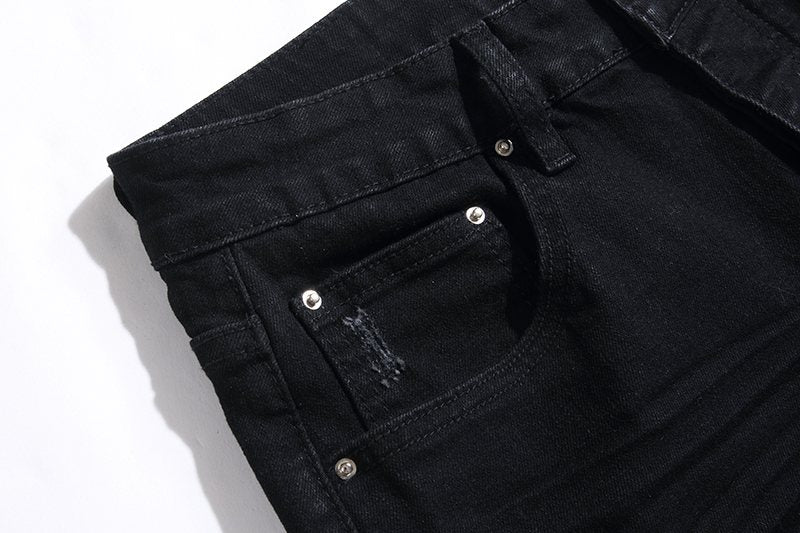 AMIRI Black Distressed Lettering Jeans